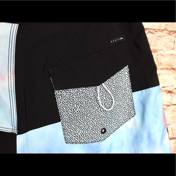 Rusty | Men’s Tie Dye Colorblock Swim Trunks - Picture 6 of 7